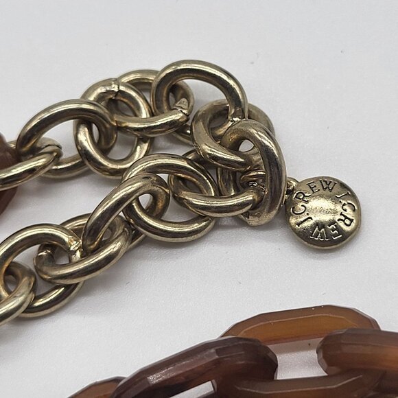 J. Crew Gold Tone Cable Chain Brown Acrylic Mixed Necklace - Picture 7 of 8